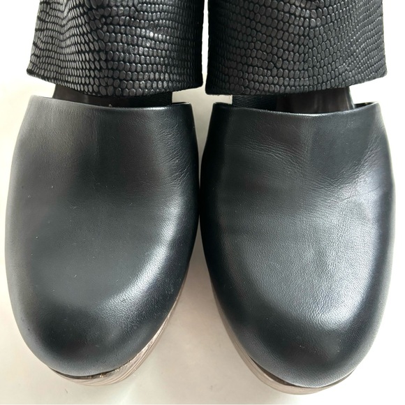 Coclico Harlen Wedge Platform Clogs Leather Wooden Shoes Black Size 6/36 - Picture 9 of 17